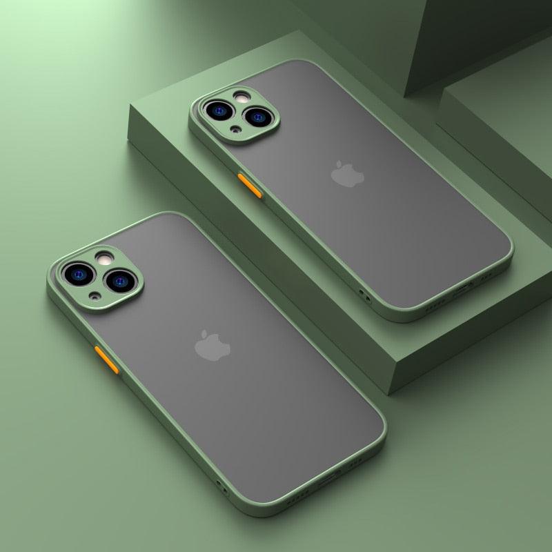 Minimalistic Shockproof Armor Case For iPhone 13 14 12 11 Pro Max XR XS X Luxury Silicone Bumper Clear Hard Cover Mini Luxury Silicone Bumper Clear Hard Cover