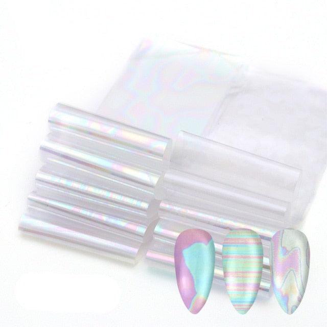 Mix Nail Art Transfer Foil Sticker Angles Decoration Nail Art Decals Design For Nails Wraps Follie Nail Foil Transfer Sticker Kit, Nail Art Decals Nail Foil Glass Paper Nail Decals Nail Wraps for Nail Art Decorations Supplies