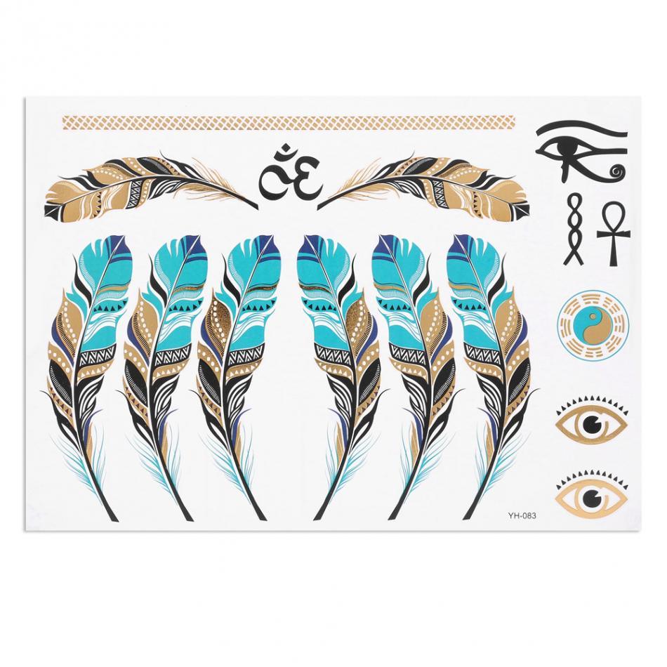 Mixed Colorful Metallic Flash Womens Tattoos Sticker Golden Silver Waterproof Temporary Disposable Tattoo