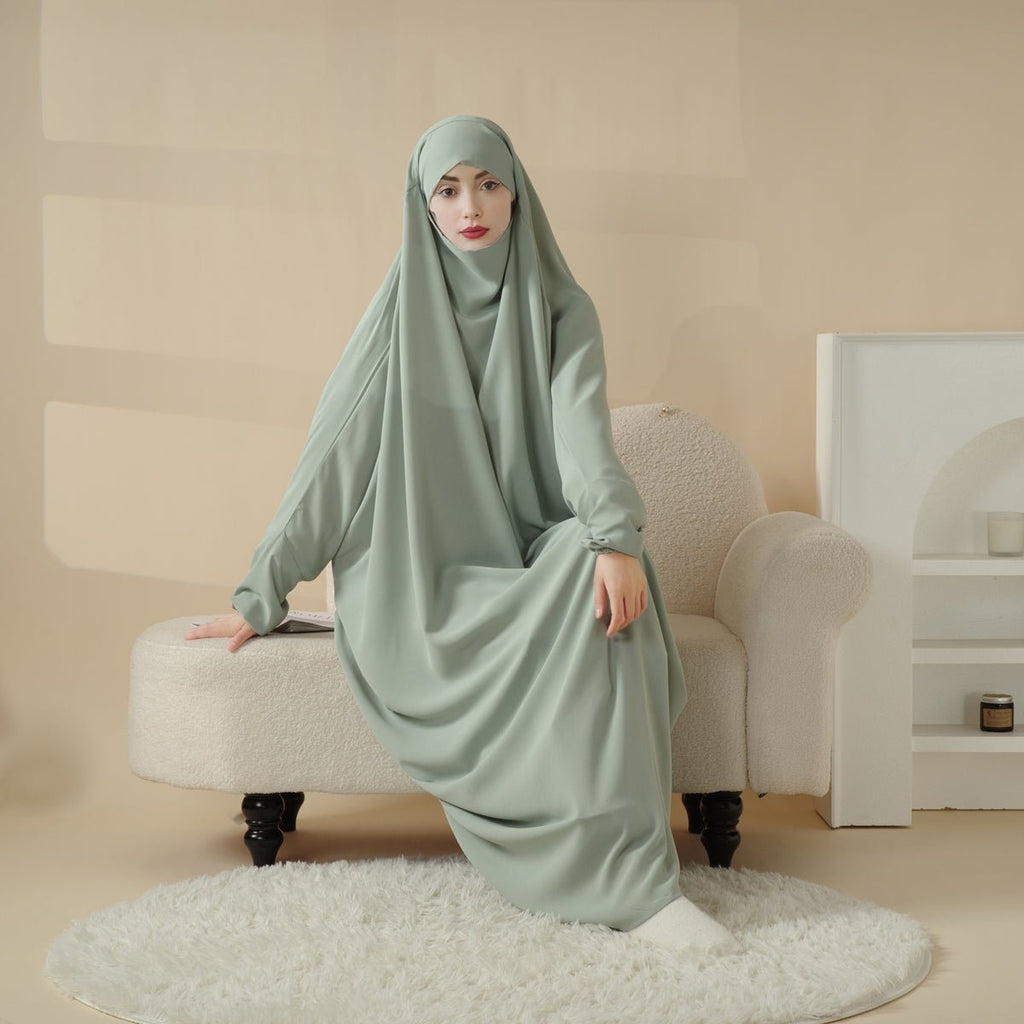 Viscose Niqab Attached 1-Piece Plain Jilbab (MJ005)