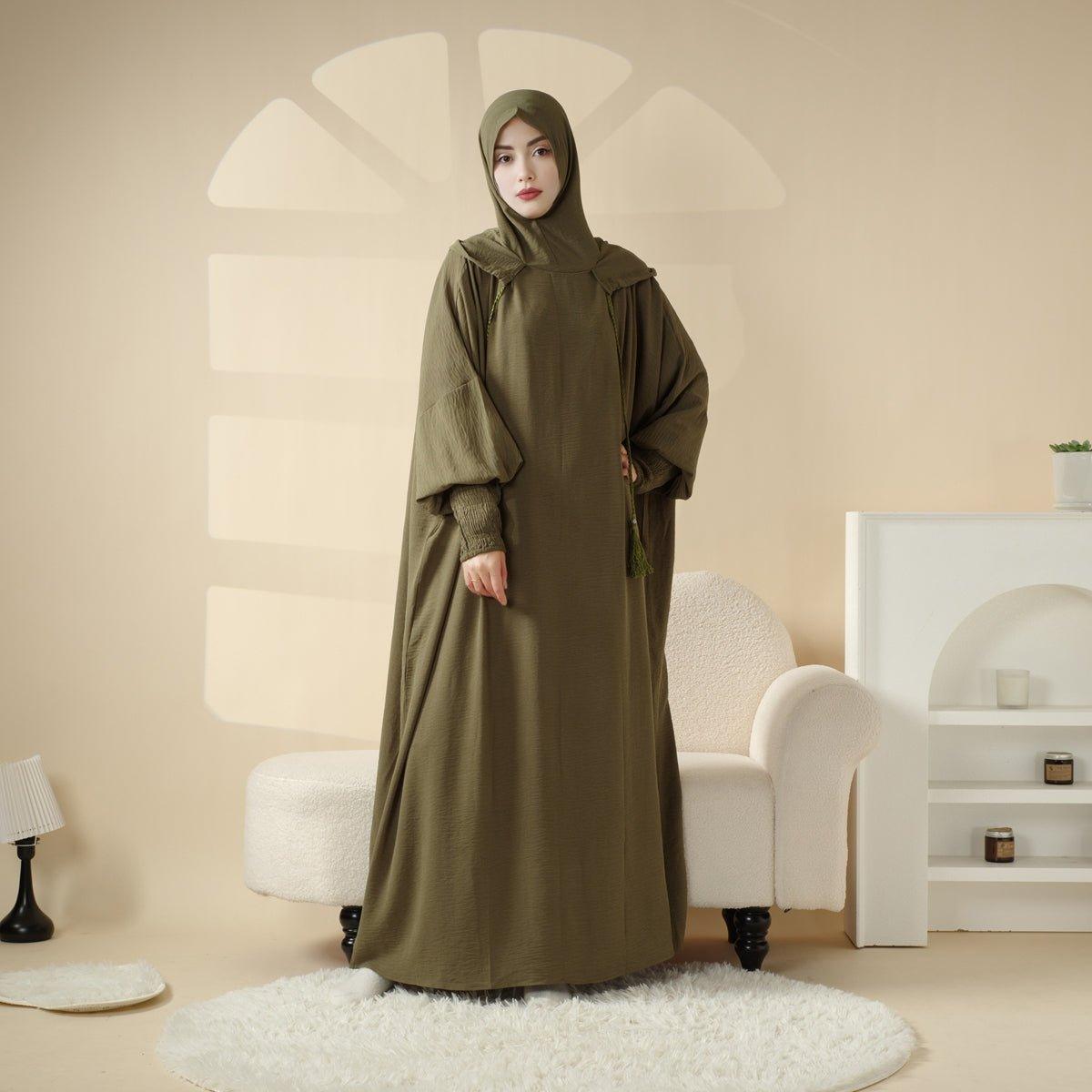 Solid Stylish Jilbab With A Hood | Crepe Jilbab With Attached Hood (MJ015)
