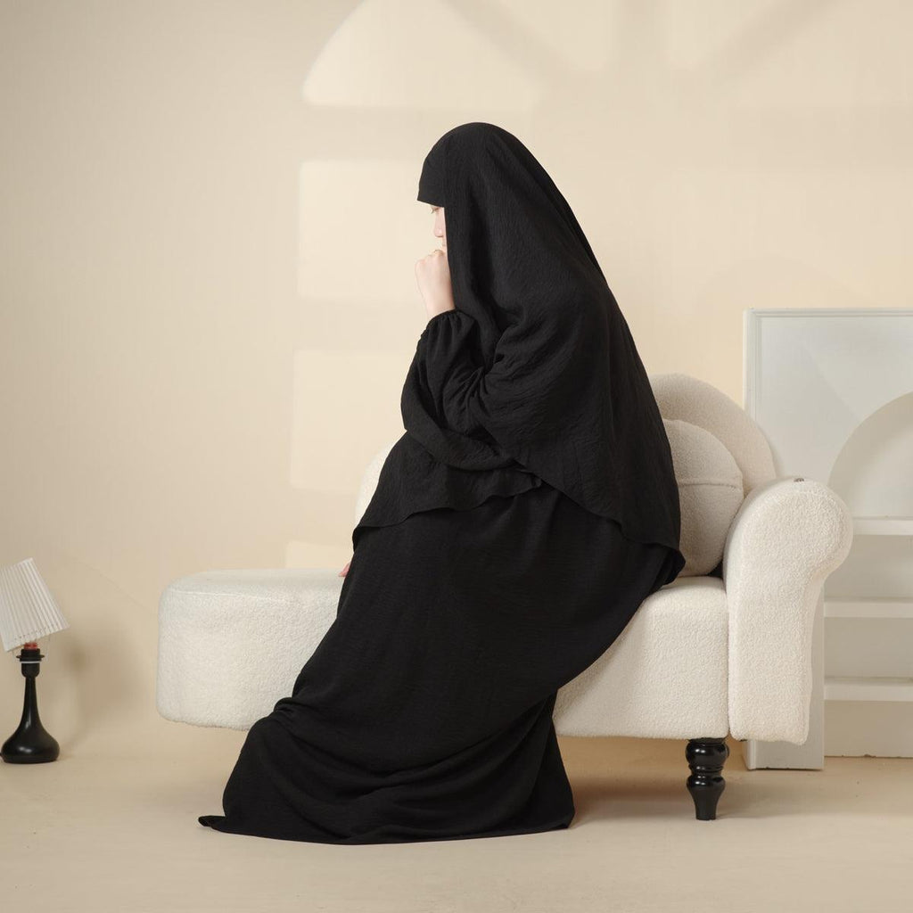 Elegant 2-Piece Crepe Abaya & Khimar Set (MK008)