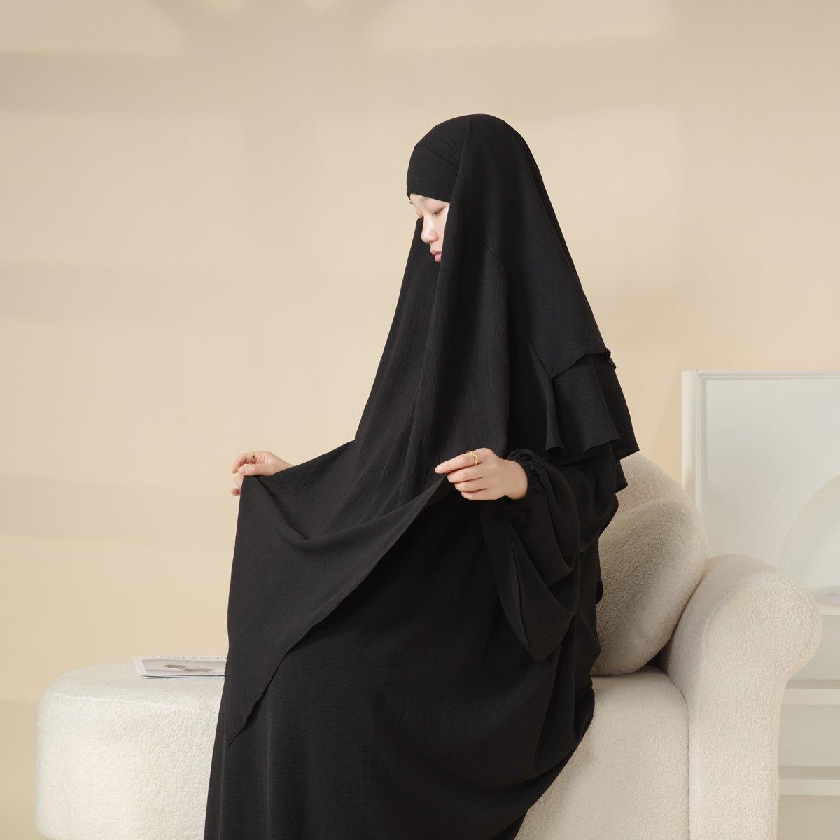 MK011  Stunning Two-Layer Crepe Khimar