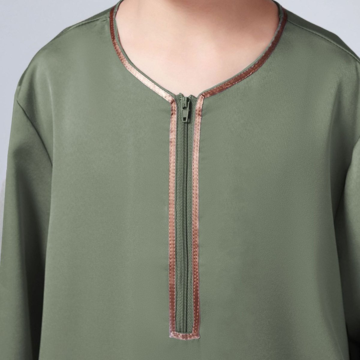 MKB006 Boys Satin Round Neck Simple Thobe
