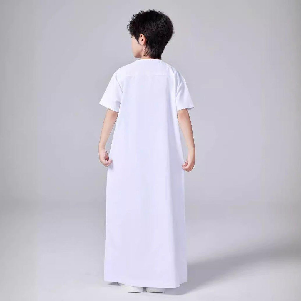 MKB007 Boys Solid Color Short-Sleeved Thobe