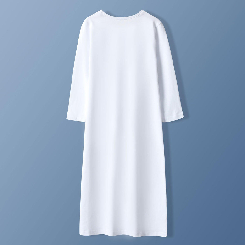 MKB009 Kids Round Neck Simple White Thobe