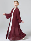 Two Layers Chiffon Girls Open Abaya Kid Abaya(MKG007)