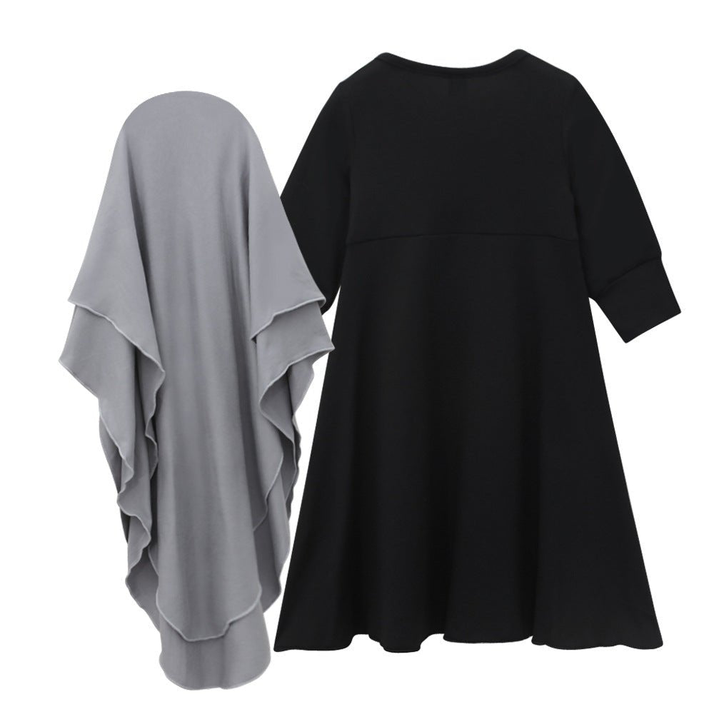 Matching Color Ruffle Abaya 2-Piece Set Kid Abaya(MKG011)