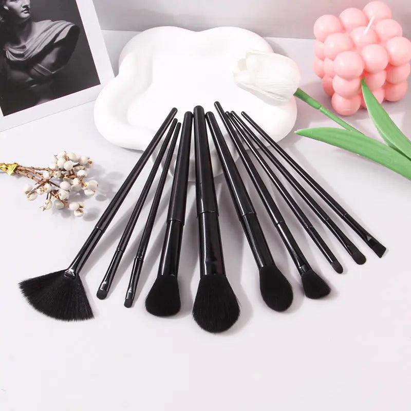 MMU032 entry-level 10 pcs Makeup Brushes Black Set