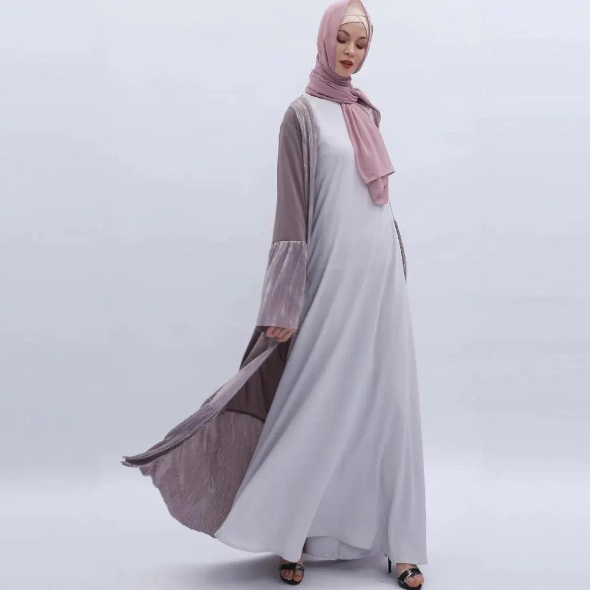 MO 001 Trumpet Sleeve Open Abaya With Pleated Design