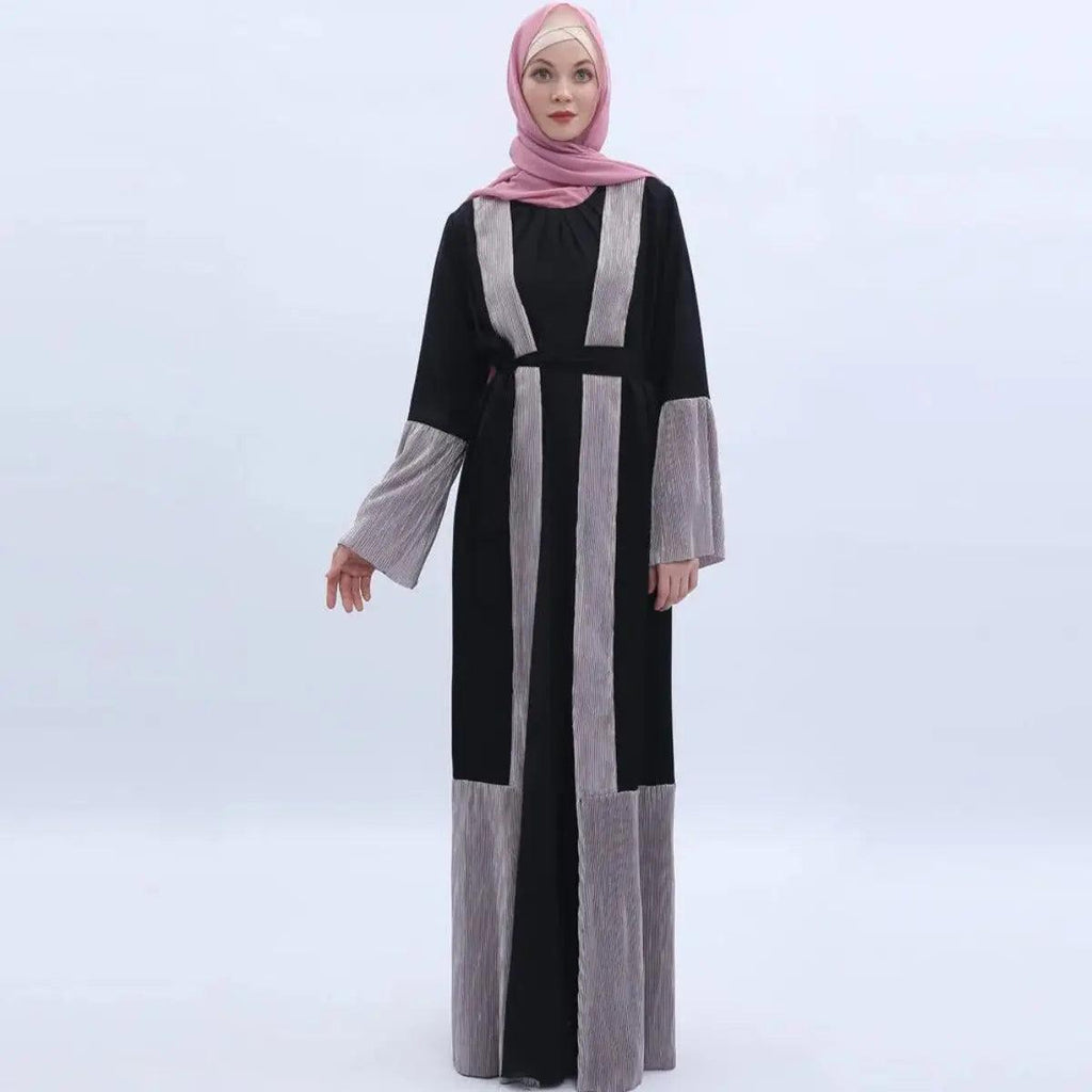 MO 001 Trumpet Sleeve Open Abaya With Pleated Design