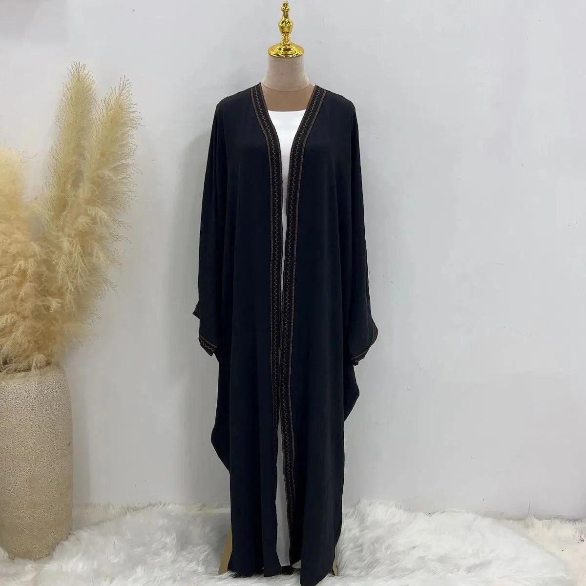 Batwing Sleeve Embroidered Open Abaya (MOA015)