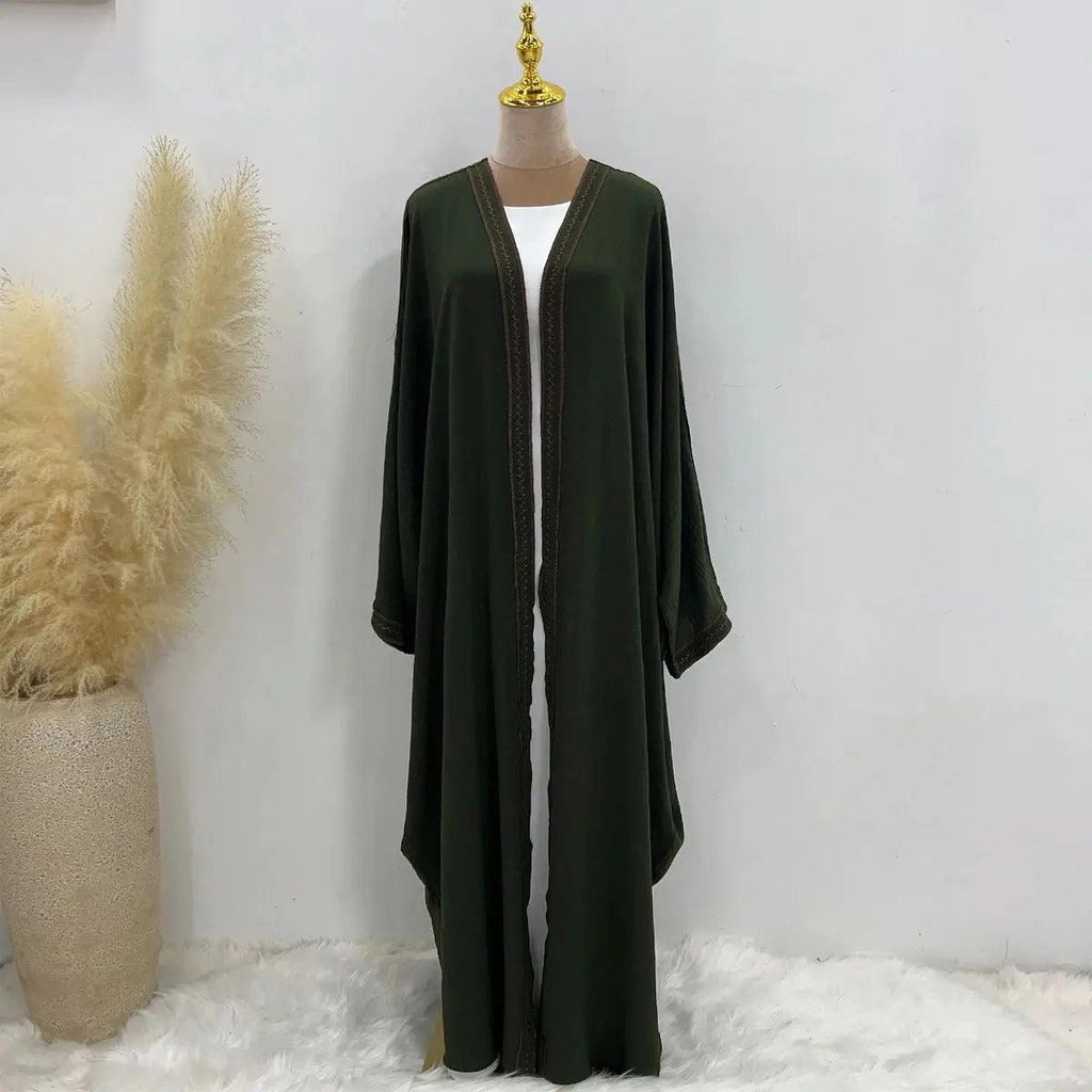 Batwing Sleeve Embroidered Open Abaya (MOA015)