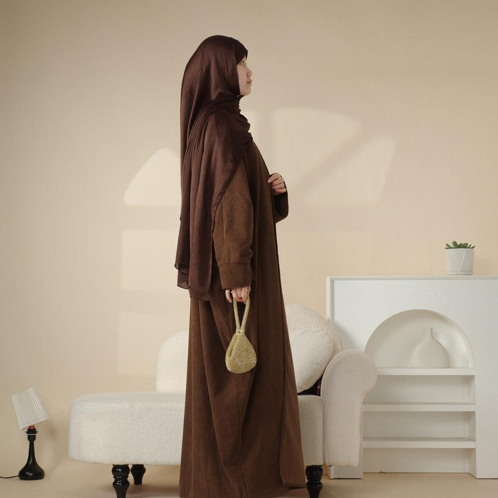 Corduroy Cardigan Open Abaya (MOA028)