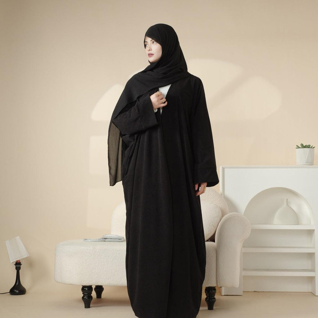 Corduroy Cardigan Open Abaya (MOA028)