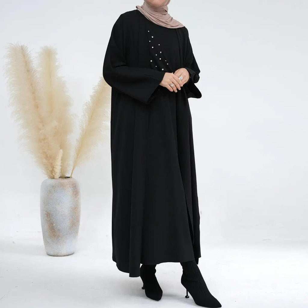 Solid Color Pearl Splice Abaya (MOA031)