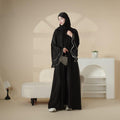 Crepe Satin Ruffle Sleeve Abaya, 5-Piece Set (MOA033)