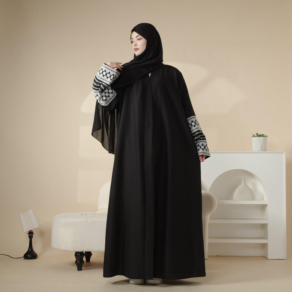 Cotton Embroidery Cardigan Open Abaya (MOA035)