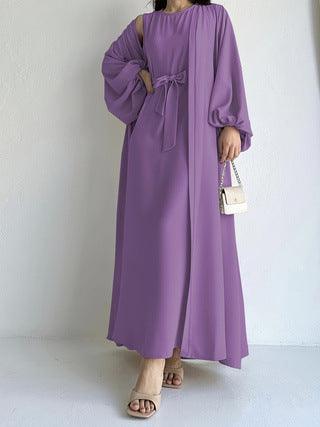 Loose Lantern Sleeve Abaya 3-Piece Set(MOA050)