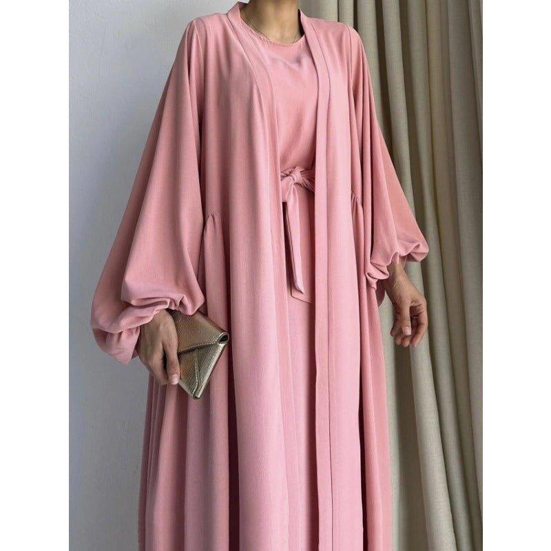 Loose Lantern Sleeve Abaya 3-Piece Set(MOA050)
