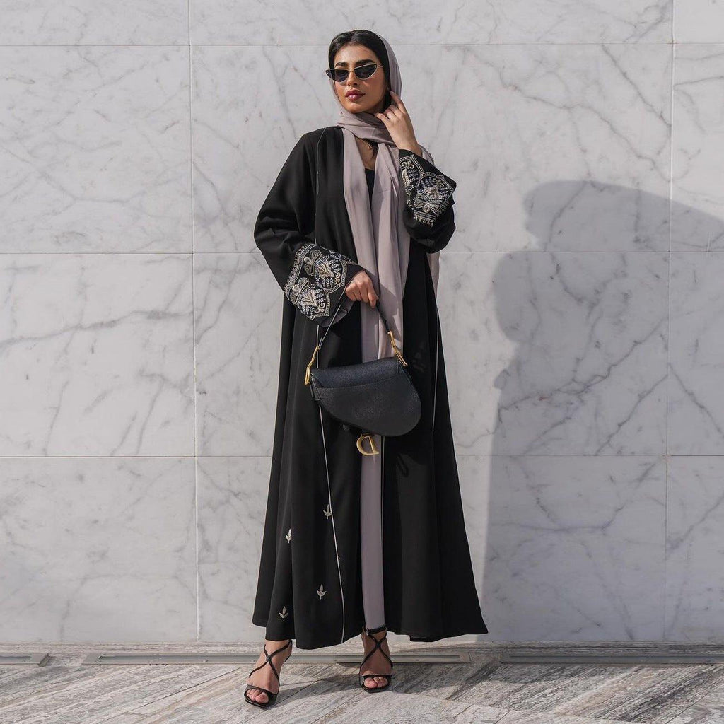 Elegant  Embroidered Temperament Open Abaya (MOA062)