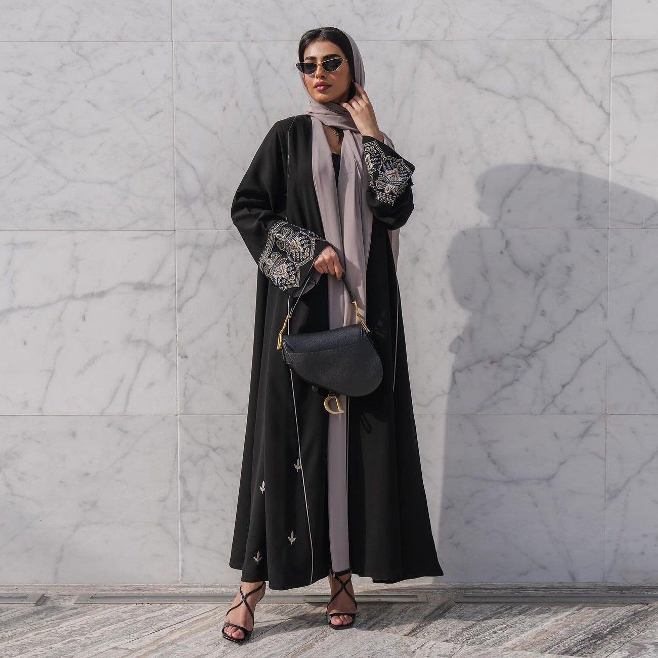 Elegant  Embroidered Temperament Open Abaya (MOA062)