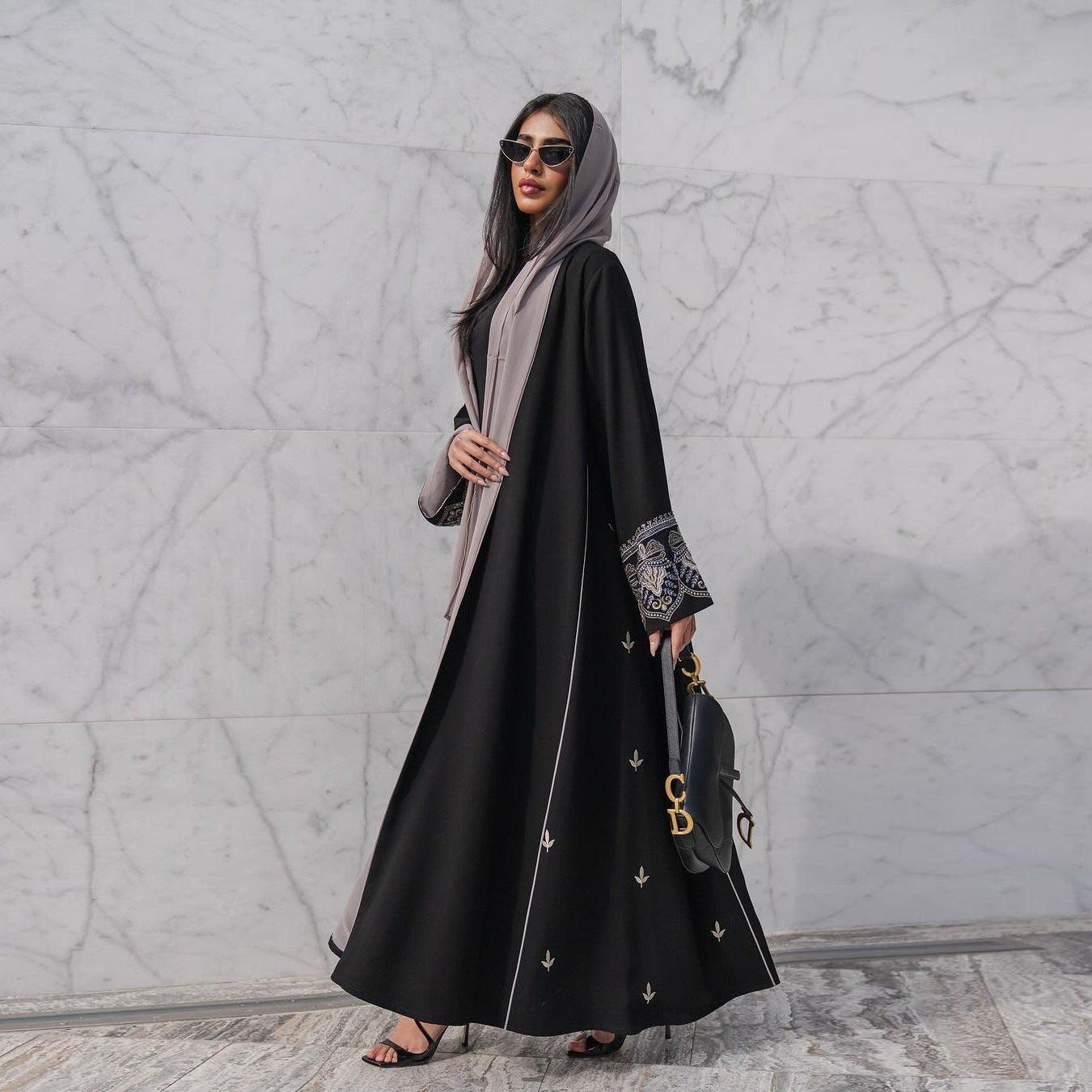 Elegant  Embroidered Temperament Open Abaya (MOA062)