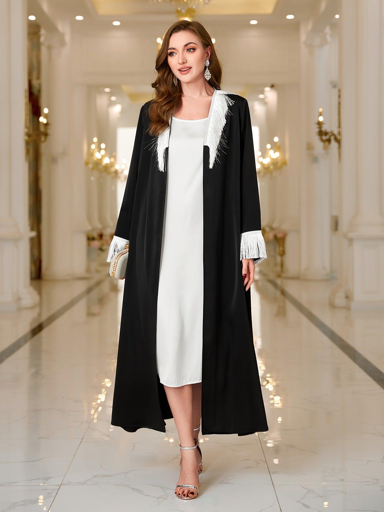 Tassel Embroidered Open Abaya (MOA066)