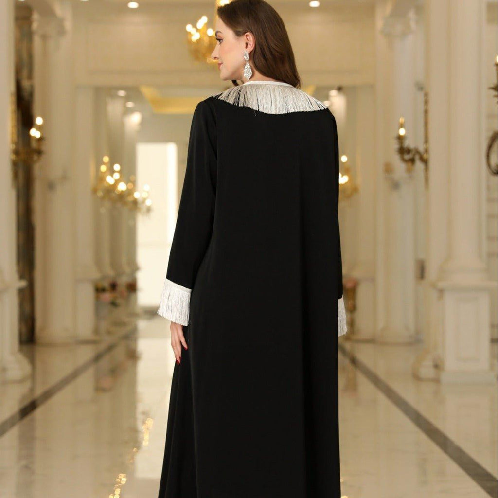Tassel Embroidered Open Abaya (MOA066)