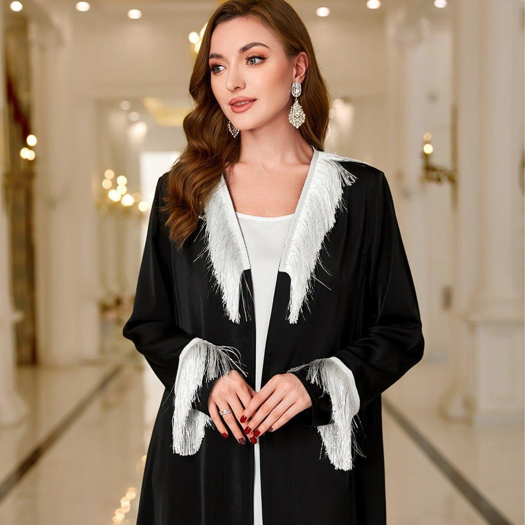 Tassel Embroidered Open Abaya (MOA066)