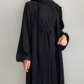 Solid Color Elegant Open Abaya with Pockets | 3-Piece Set Open Abaya (MOA092)