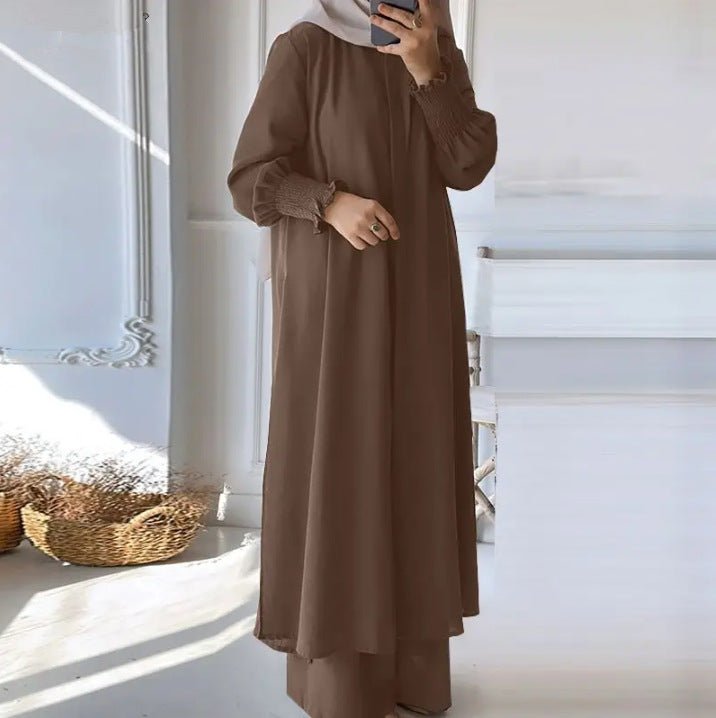 Long Sleeve Shirt with Loose Long Pants 2-Piece Set (MOA074)