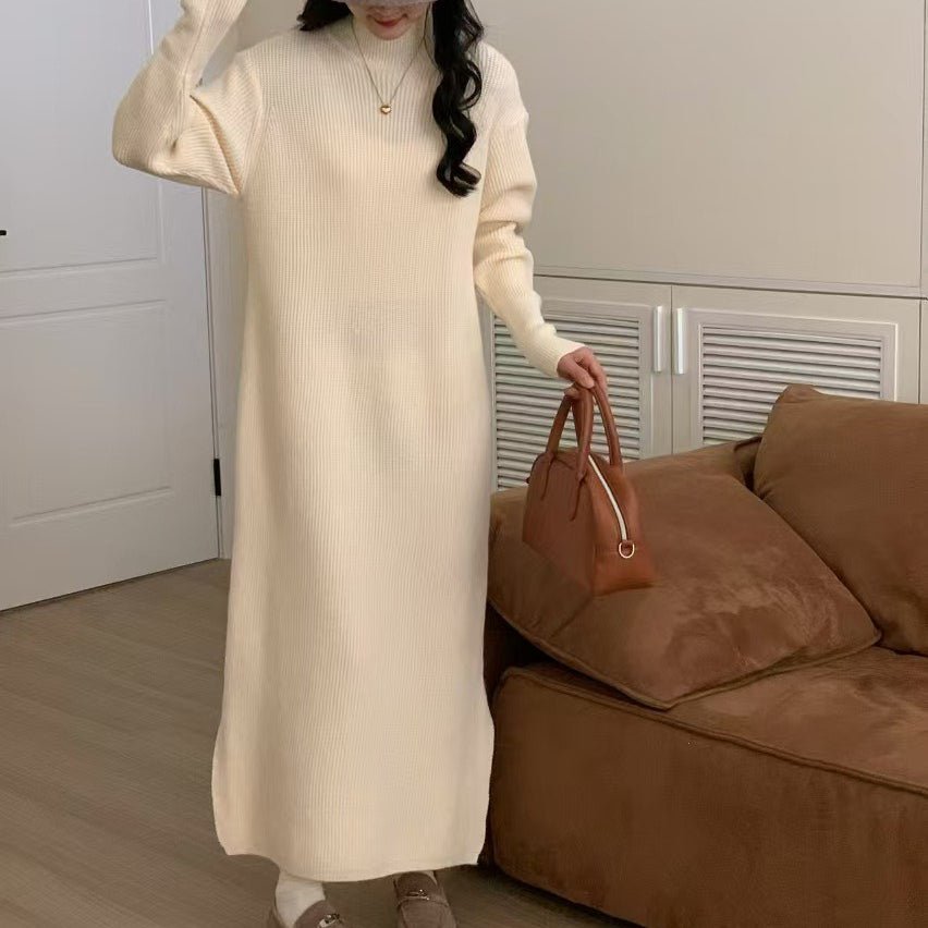 Mock Neck Ribbed Knit Maxi Dress(MS158)