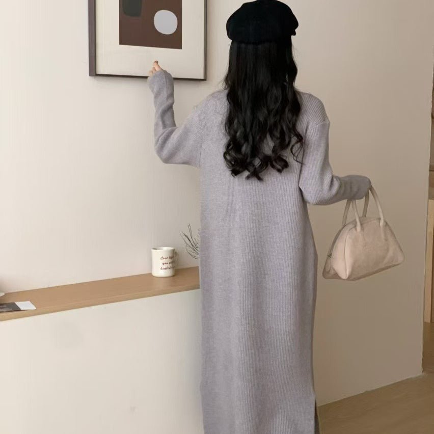 Mock Neck Ribbed Knit Maxi Dress(MS158)