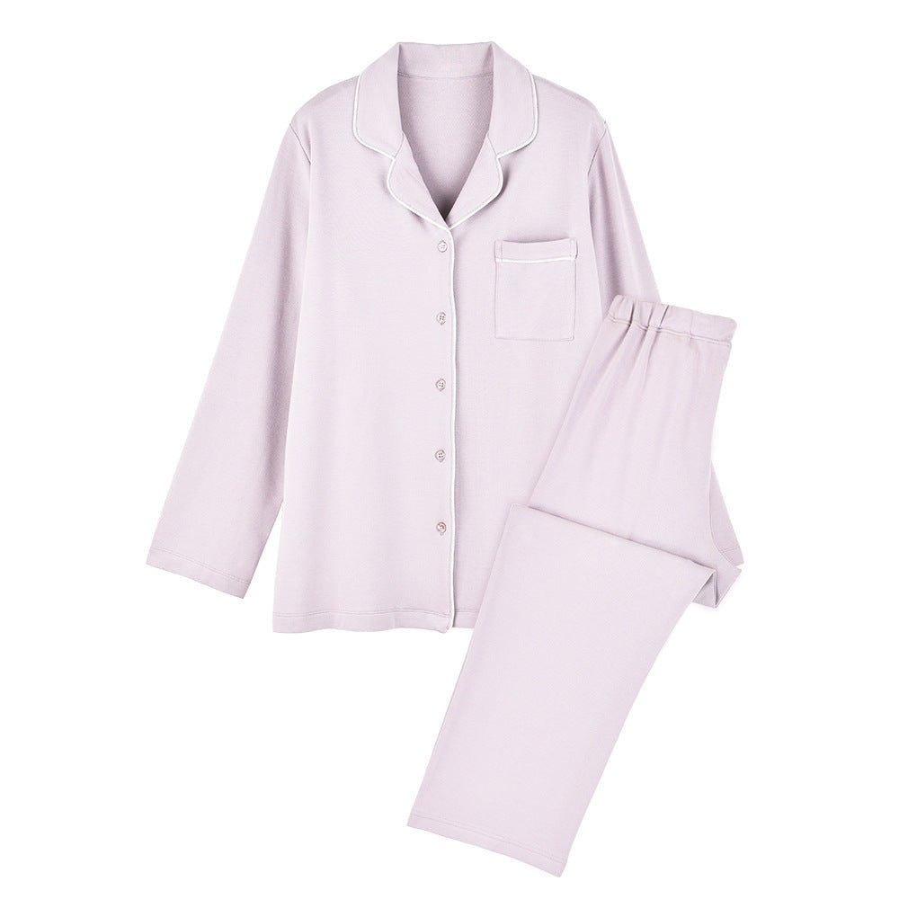 Modal Mixed Cotton Knitted Pajamas Couple Loungewear Set Soft and Smooth (MS085)