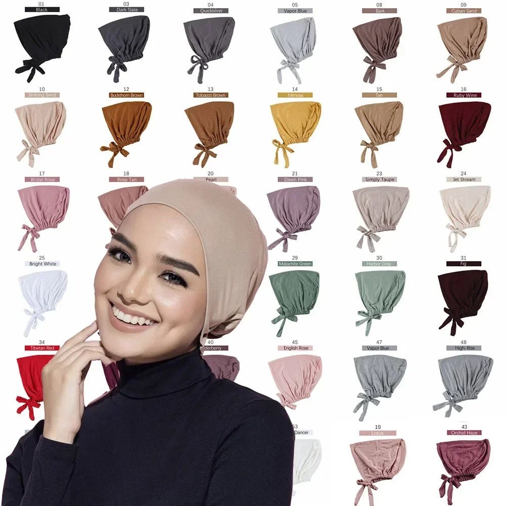 Stretch Cotton Tie-Back Under Cap | Adjustable Hijab Bonnet(MH200)