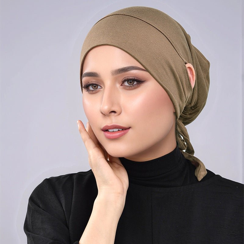 Mercerized Cotton Tie-Back Under Cap with Ear Openings(MH204)