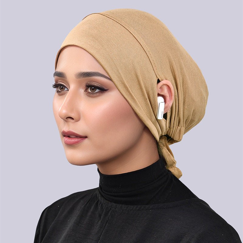 Mercerized Cotton Tie-Back Under Cap with Ear Openings(MH204)
