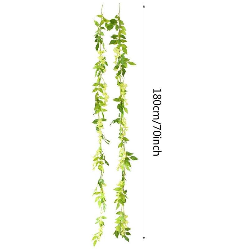 Modern Artificial Green Eucalyptus Leaves Garland Wisteria Rattan Fake Decor Silk Leaf Vines For Wedding Birthday Party Decor