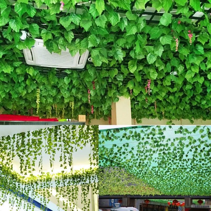 Modern Artificial Green Eucalyptus Leaves Garland Wisteria Rattan Fake Decor Silk Leaf Vines For Wedding Birthday Party Decor