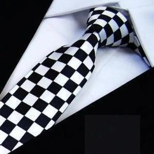 Modern Black And White Men Necktie Casual Business Meeting Formal Polyester Skinny Slim Necktie