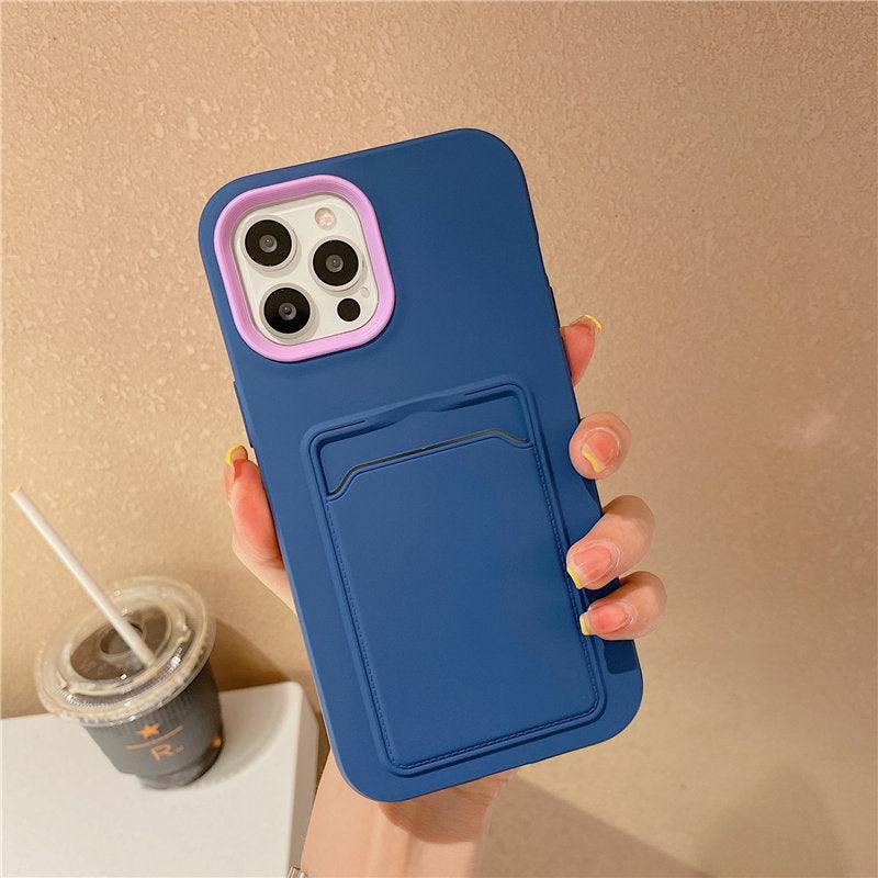 Modern Card Candy Color Phone Case For iPhone 12 11 13 Pro Max 12 13 Pro 11 Shockproof Bumper Soft Back Cover Colorful Silicone Phone Cover