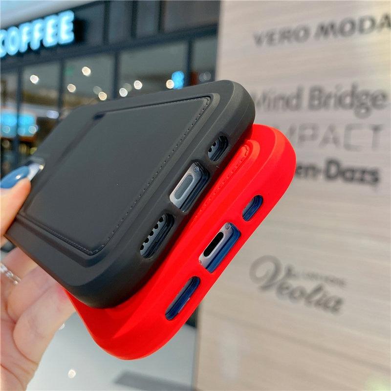 Modern Card Candy Color Phone Case For iPhone 12 11 13 Pro Max 12 13 Pro 11 Shockproof Bumper Soft Back Cover Colorful Silicone Phone Cover