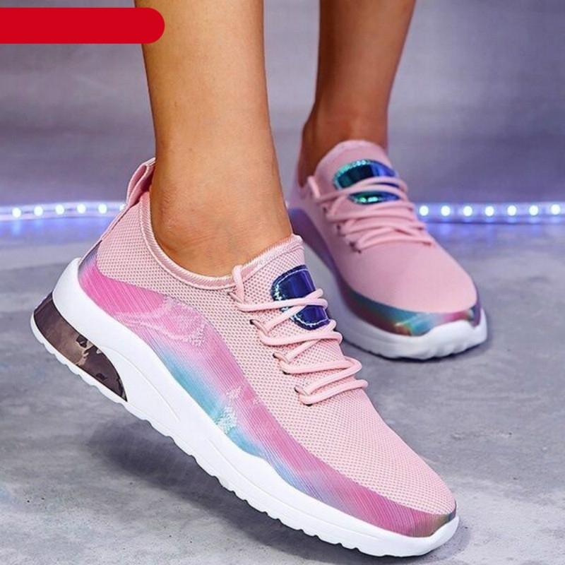 Modern Colorful Cool Sneaker Womens Lace Up Vulcanized Shoes Casual Flat Comfort Walking Running Shoes Light Mesh Tennis Casual Sneakers Fashion Design For Women