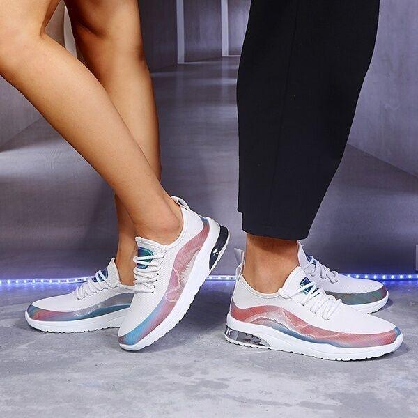 Modern Colorful Cool Sneaker Womens Lace Up Vulcanized Shoes Casual Flat Comfort Walking Running Shoes Light Mesh Tennis Casual Sneakers Fashion Design For Women