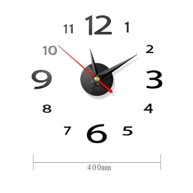 Modern Large 400mm 3D Mirror Surface Wall Clock 3D Wall Sticker Frameless Wall Clock 3D Wall Clock with Mirror Number Stickers for Home Office Decorations Home Office Room Wall Decor Home Decor Wall Clocks