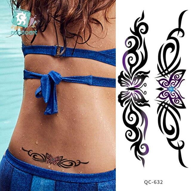 Modern Waterproof Red Flowers Tattoo Multi-Colored Stickers Back Waist Temporary Tattoo Luxury Style