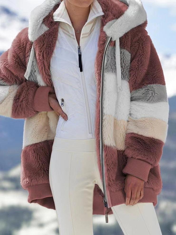 Modern Women Casual Jacket Coats Hip Hop New Autumn Winter Loose  Multicolor Hooded Jacket For Women Winter Fleece Jacket Hooded Solid Color Coats With Pockets Comfortable Jacket