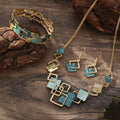 Modernist Geometric Square Earrings Bracelet Necklace Set (MAC318)