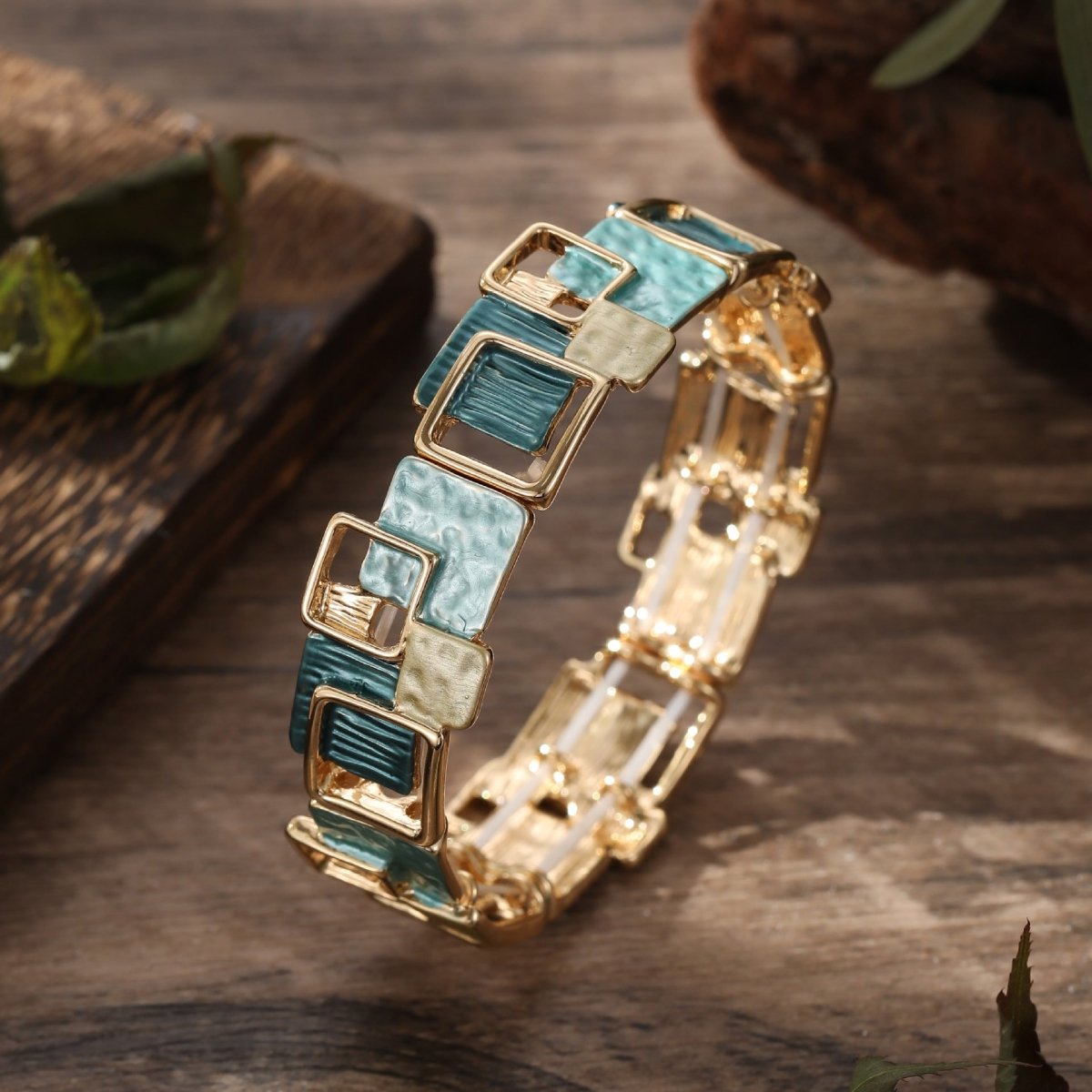 Modernist Geometric Square Earrings Bracelet Necklace Set (MAC318)